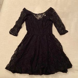 Black lace skater dress